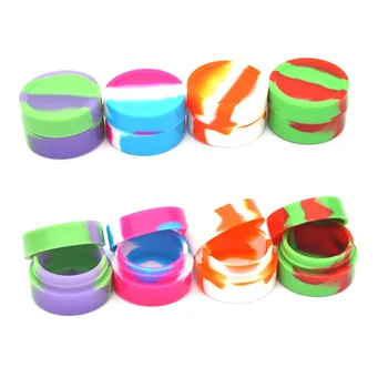 

Silicone Container Nonsolid Color & Pure Color Wax Dry Herb Jars Dab Round Shape for Dry Herb Oil Wax Vaporizer E Cigarette