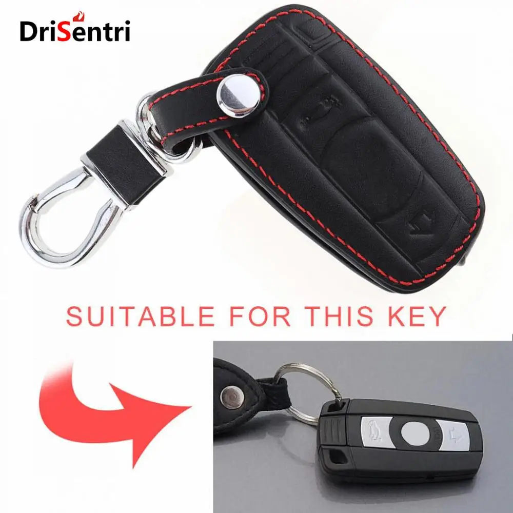 

3D Leather Car Key Cover Protector Holder with Hanging Buckle for For-BMW CAS3 System X5 X6 Z4 1 / 3 / 5 / 6 / 7 Series