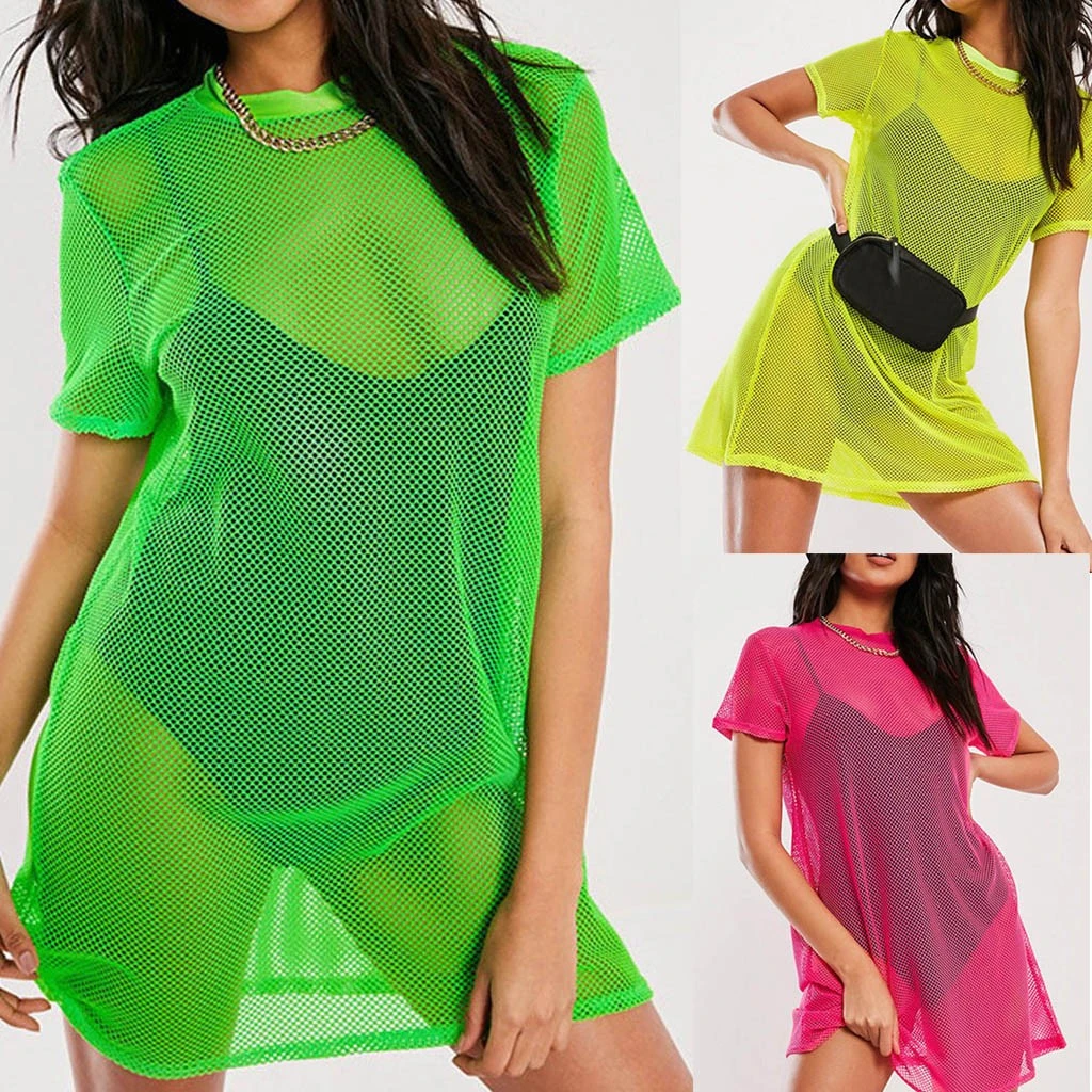 neon green swimsuit cover up