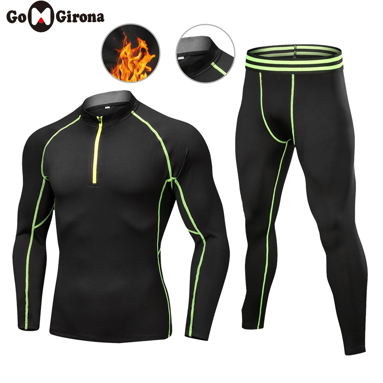 

Cycling Base Layers Bicycle Running Bodybuilding Bike Clothes Jersey Sports Fleece Warm Compression Tights T-shirts + Pants