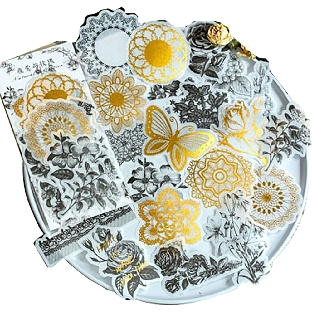 

Lychee Life Nature Series Butterfly Foil Stickers Flower Leaves Sticker DIY Scrapbooking Hand Account Decorative Decals