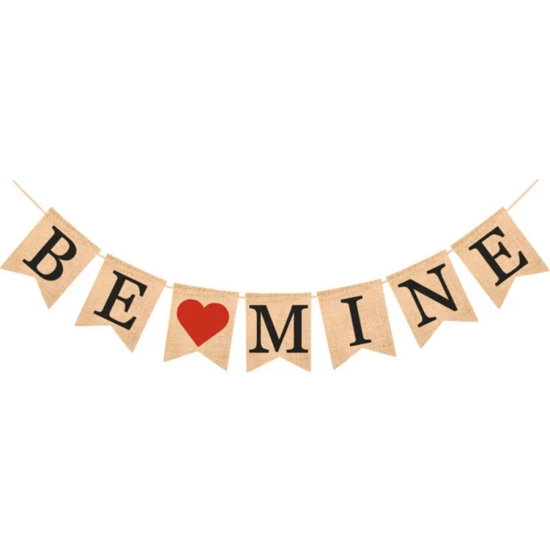 Черный Треугольный тянущийся флаг на День святого Валентина для помолвки, свадьбы, вечеринок, ретро тянущийся флаг, романтический баннер для украшения своими руками - Цвет: Черный