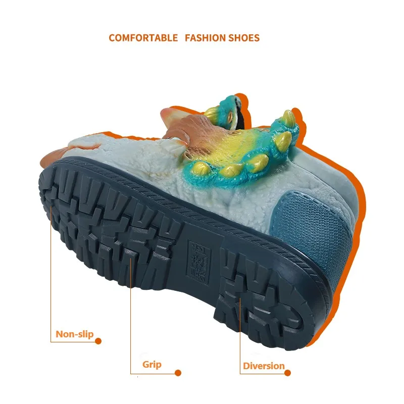 Зимние теплые детские кроссовки для малыша, детская обувь с 3D динозавром, детская обувь для скейтбординга, обувь для мальчиков и девочек, Уличная обувь для подиума