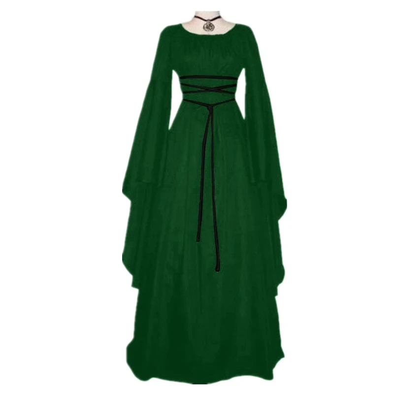 Платья на Хэллоуин для женщин средневековый дворец маскарадные костюмы Пурим карнавал с длинным рукавом Тонкая Принцесса Викторианский Ренессанс платье - Цвет: Green