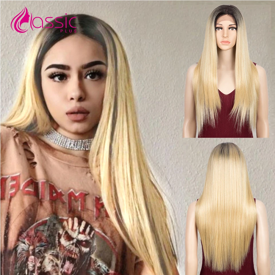 Classic Plus Synthetic Lace Front Wigs for Women 28 inch Long Straight