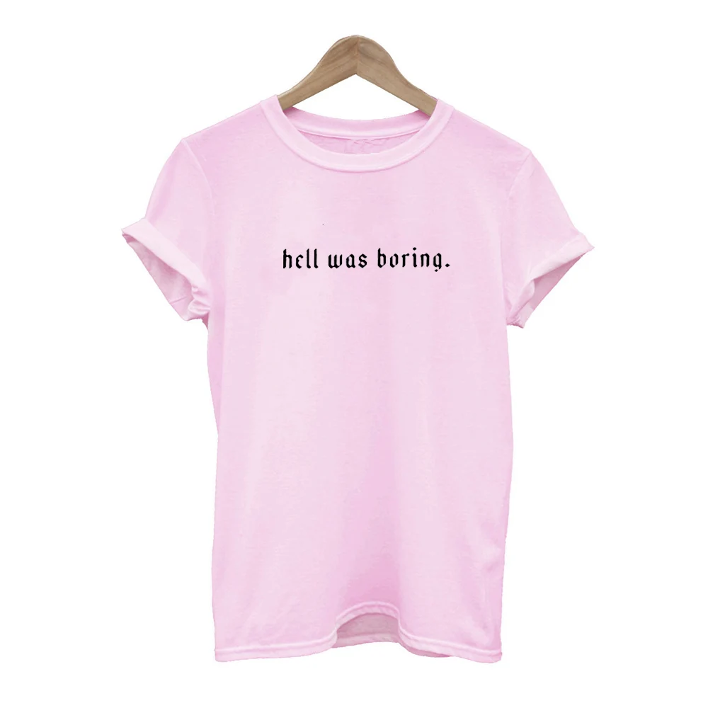 YUTIGRUA Летняя женская одежда уличная футболка в стиле хип хоп Harajuku Hell Was Boring Tumblr