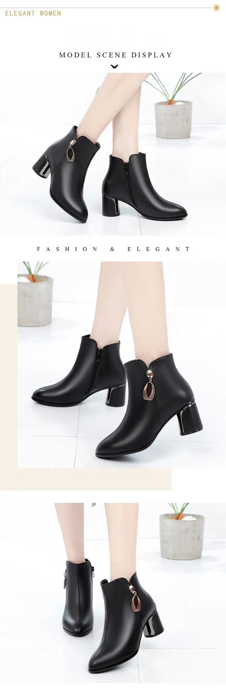 GKTINOO/женские ботинки; коллекция года; зимние женские ботильоны на высоком каблуке; повседневная женская обувь на молнии; ботинки из натуральной кожи; Botas Mujer