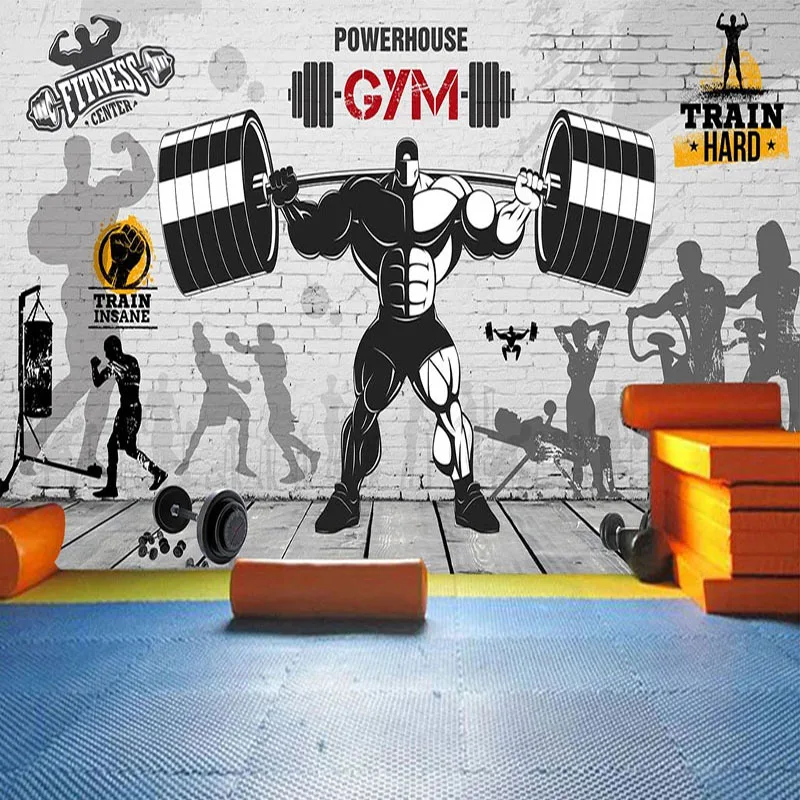 

Dropship Custom Any Size Mural Wallpaper 3D Sports Graffiti Brick Wall Gym Wall Painting Waterproof Canvas Abstract Wallpapers