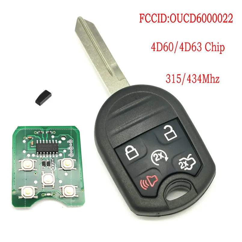 DATONG WORLD CAR REMOTE KEY FOR FORD EXPLORER FLEX TAURUS FCCID OUCD6000022 315/434 MHZ 4D63 CHIP AUTO SMART REPLACE BLANK KEY