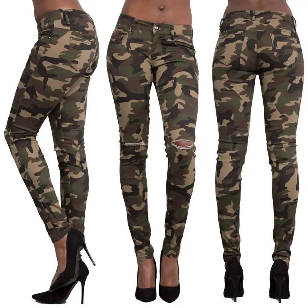 

2019 ladies autumn and winter casual retro military uniform camouflage feet sports pants trousers camouflage hip hop cotton pock