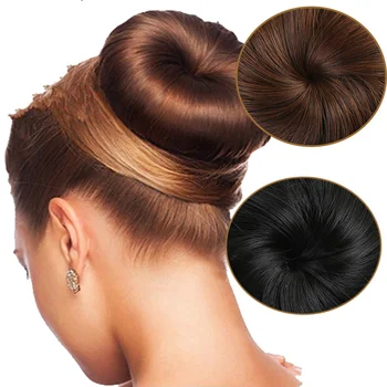 

XUANGUANG Donut Drawstring Straight Chignon Hairpiece Updo Ponytail Women Fake Hair Bun Extension Clip in on Synthetic Hair Tail