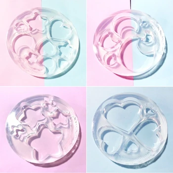 

DIY Crafts Crystal Epoxy Resin Mold Love Heart Five-pointed Star Moon Shape Keychain Pendant Casting Silicone Mould