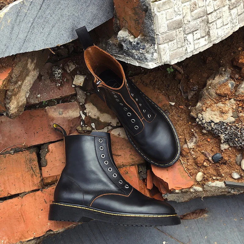 

2020 Black Ankle Boots for Women Thick Bottom Martin Bota All Match Autumn Winter Short Booties Female Ankle Boot