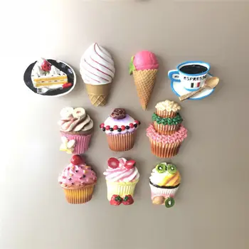 

3D Resin Simulation CupCake Fridge Magnet Travel Souvenir Kitchen Baking Tools Fridge Decoration Message Post Sticker