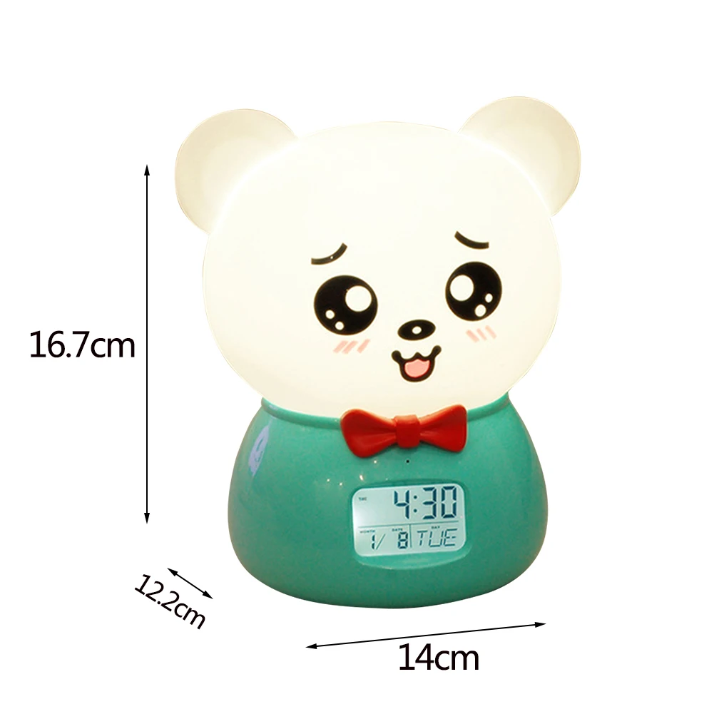 Bluetooth Music Atmosphere Cartoon Animal Alarm Clock Digital Display Adjustable Brightness Night Light Silicone Touch Switch