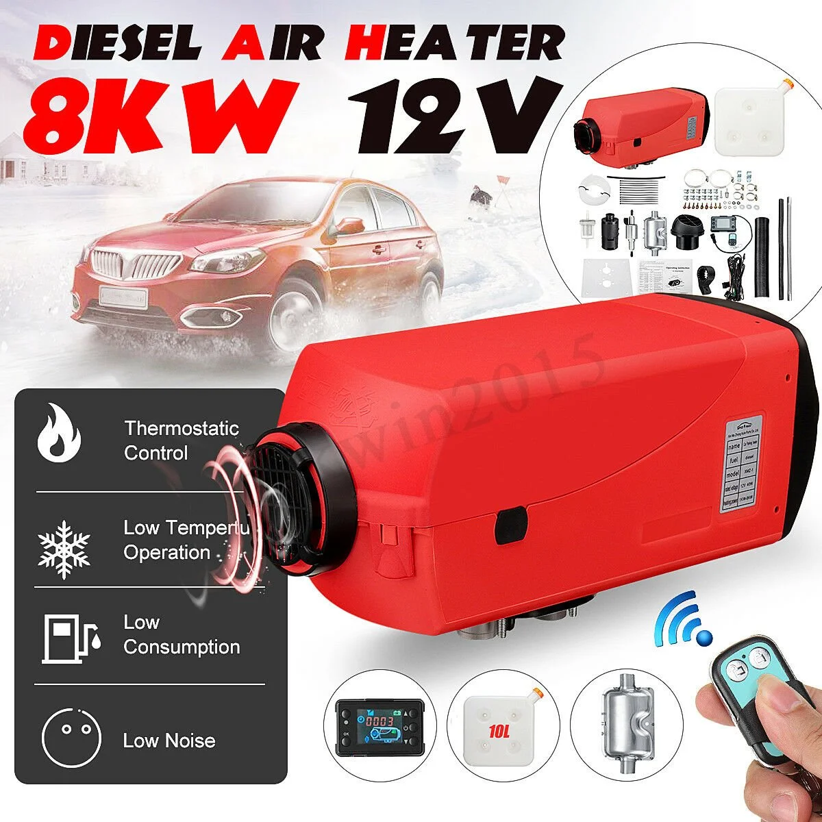 

BYGD 8KW Air Diesels Heater Parking Car Heater 12V 8000W Diesel Air Heater LCD Thermostat Quiet For Motorhome Camper Van