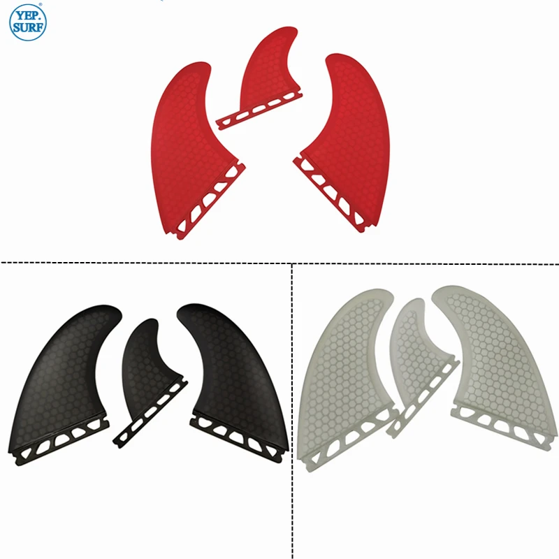 Surf Single Tabs/Double Tabs 2 T1 With Fiberglass Honey Surfing Fin 3PCS tri fin set Red/White/Black/Yellow/Blue color