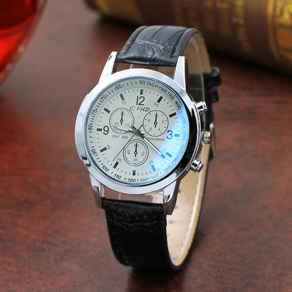 Fashion Men Quartz Watch Blu Ray Glass Band Wrist Business Watches Ultra-thin Leather Luxurious Wristwatch Relogio Masculino