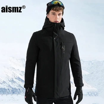 

Aismz High Quality Men's Russia Canada Winter 90% White Duck Down Jacket Men Thick Hooded Windproof Waterproof Coat Overcoat