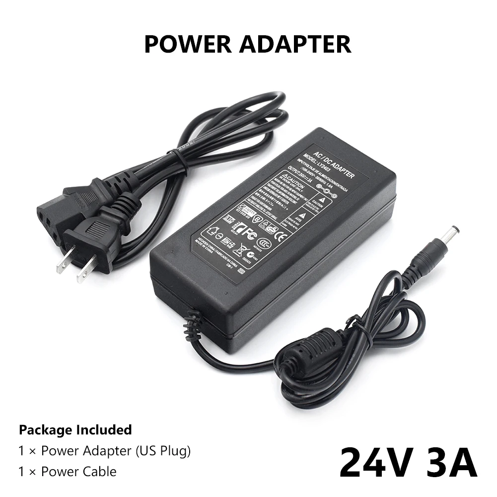 24V 3A источник питания AC 100 V-240 V к DC 24V 3A Адаптер Питания UK/US/AU/EU зарядное устройство для аудио/видео системы светодиодный светильник