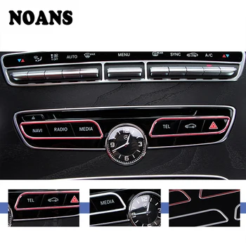 

Aluminum Car Styling Central Console Panel Clock Frame Rings Covers Stickers For Mercedes Benz W205 W212 C E GLC Class