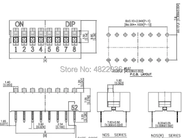 10pcs Slide Type DIP Switch Module 1 2 3 4 5 6 7 8 PIN 2.54mm Position Way DIP Blue Pitch Blue Snap Switch Dial Switch