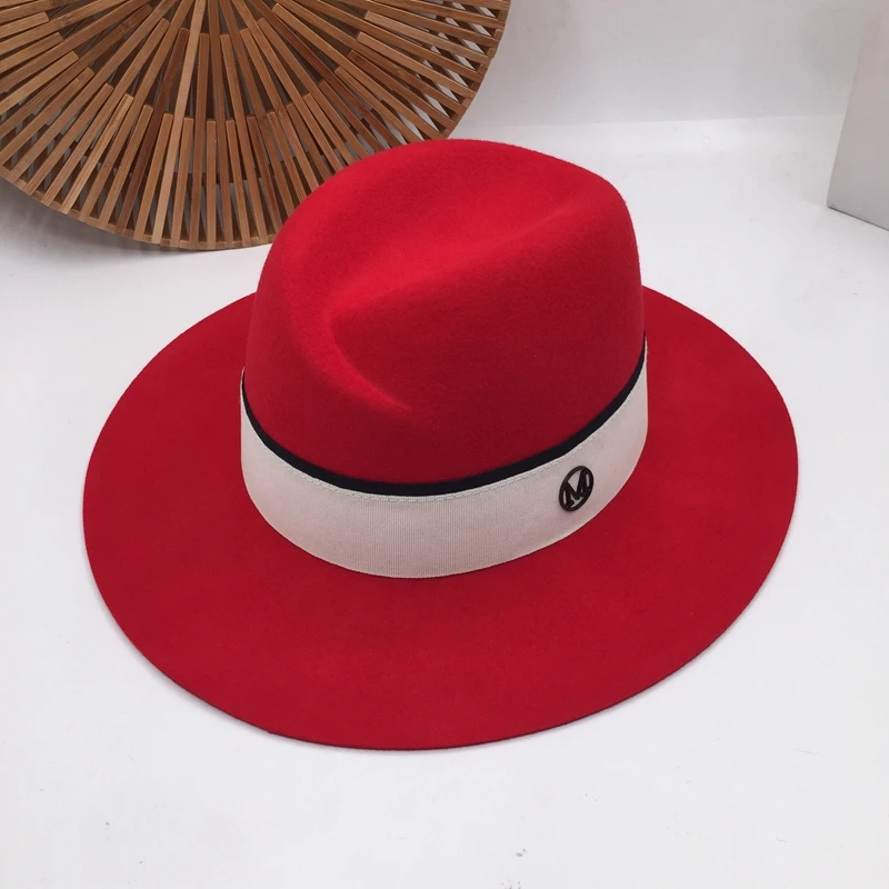 Талант шляпа на заказ-m стандартная белая черная лента, красная шляпа шерсть специальная форма Кепка модная женская шляпа