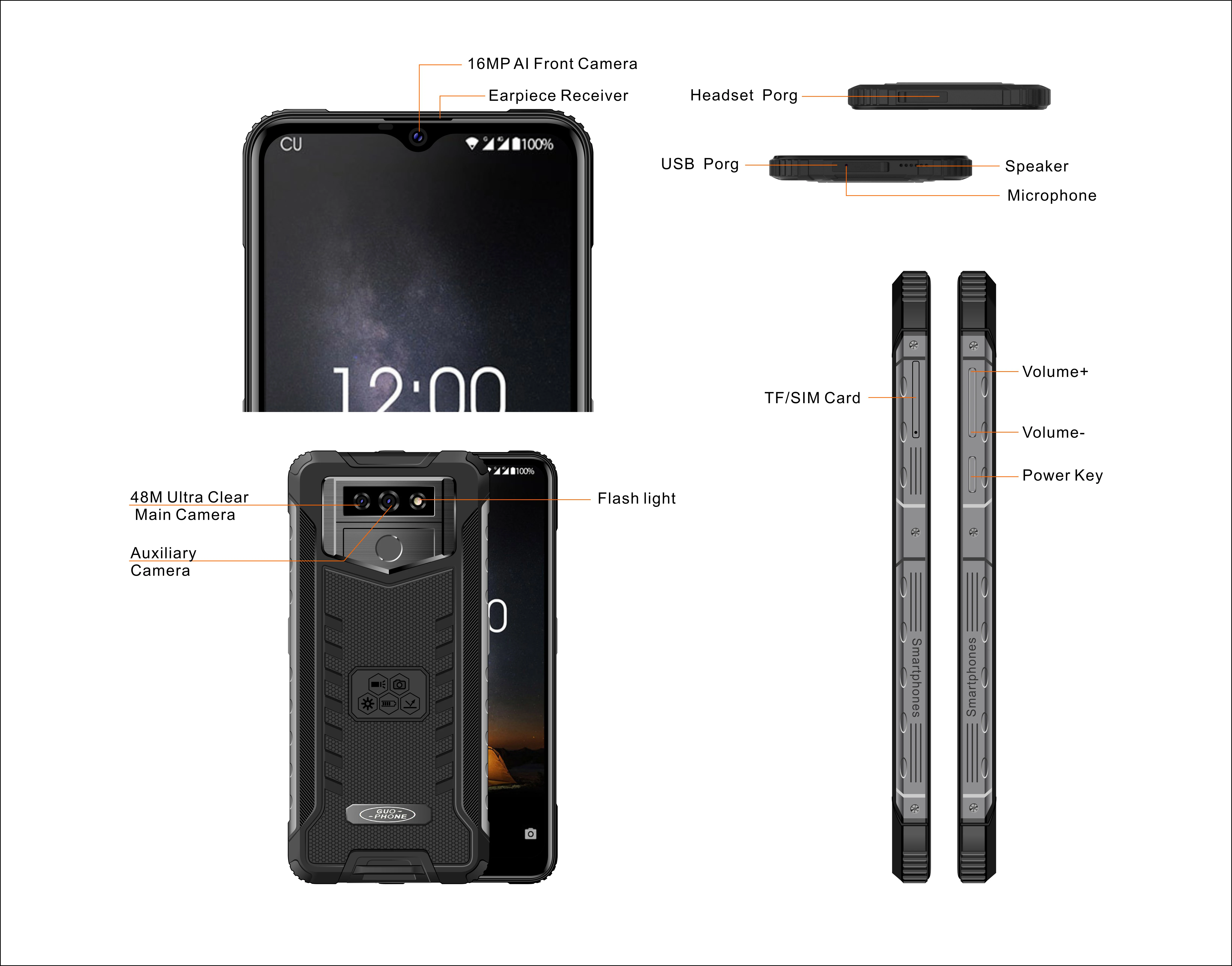Guophone XP9500 IP68 Waterproof Rugged Smartphone