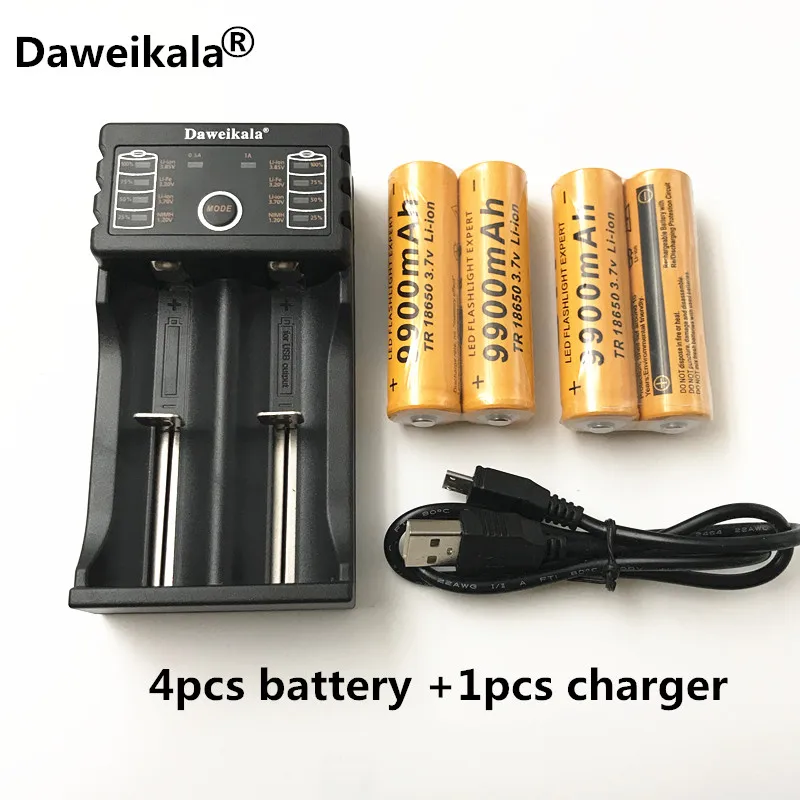 Новинка 18650 Батарея 3,7 V GTF 9900mAh перезаряжаемая Львиная батарея для светодиодной вспышки 18650 батарея+ USB зарядное устройство