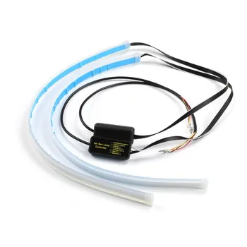 

2x 60cm Ultrafine Cars DRL LED Daytime Running Lights White Turn Signal Yellow Guide Strip for Headlight Assembly Drop Shipping