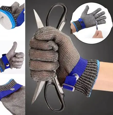 Cut Resistant Gloves Safety Anti Proof Stab Stainless Steel Wire Metal Meat Vegetable Kitchen Glove | Дом и сад