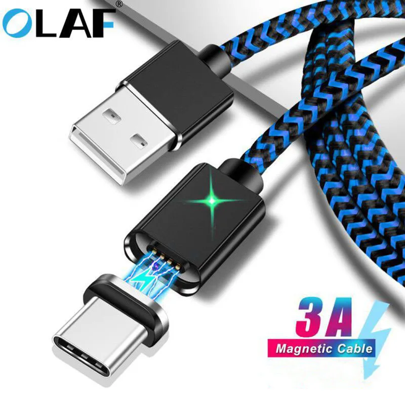 Магнитный кабель OLAF 3A Type C для быстрой зарядки USB Huawei P20 Pro Xiaomi Mi8 Samsung LG oneplus быстрый