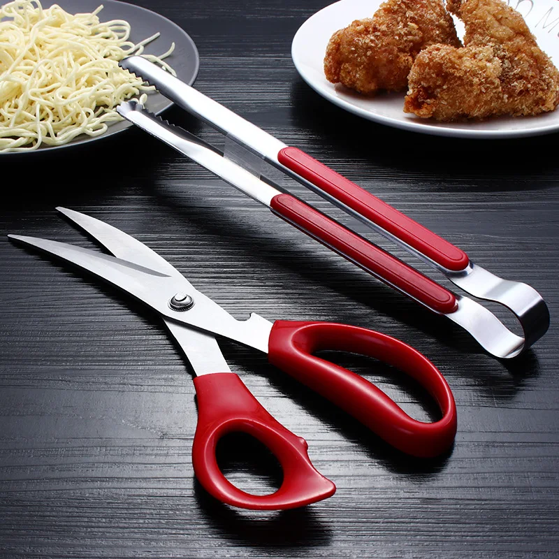 

Korea BBQ Scissor & Tong Set in Black or Red Kitchen Scissor as Kitchen Cooking Tool, Korea Grilling Tool, Barbecue Tool Set