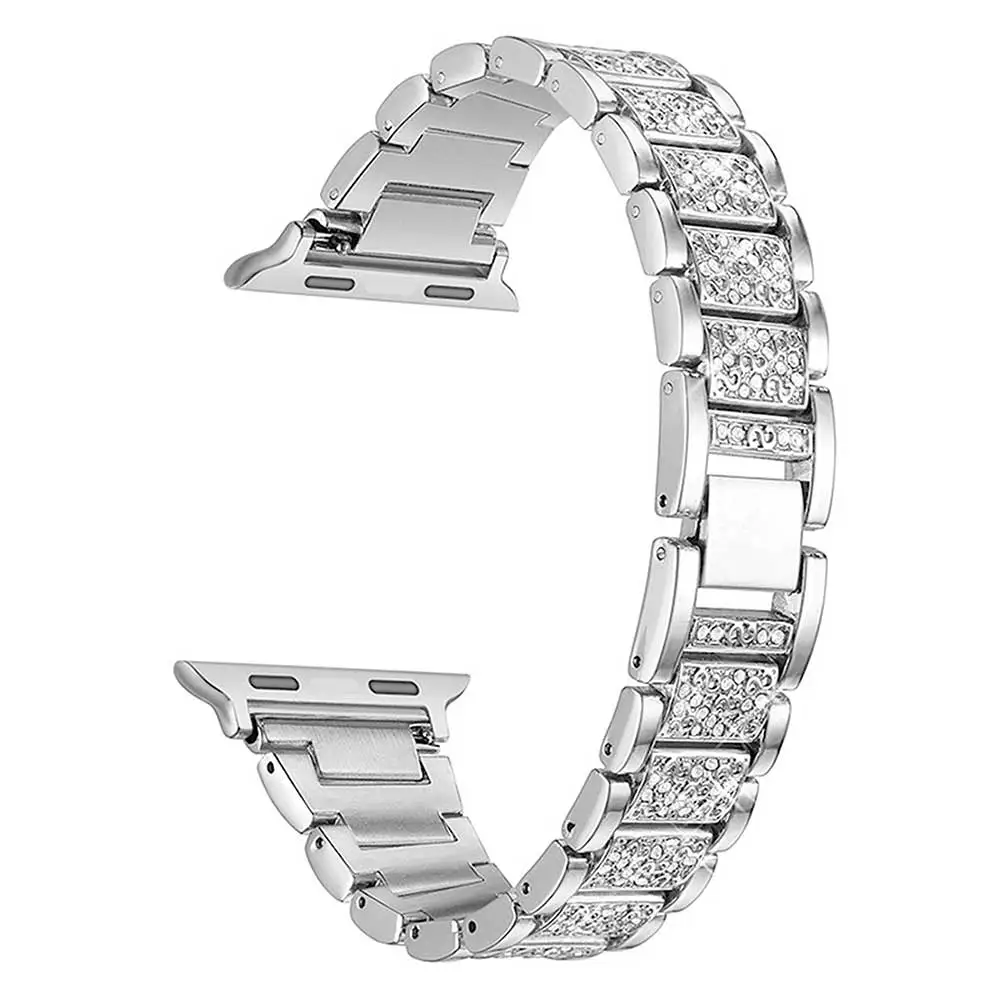 Роскошный ремешок с бриллиантами для Apple Watch Band 40 мм 44 мм 38 мм 42 мм сменный Браслет для iwatch ремешок из нержавеющей стали для женщин