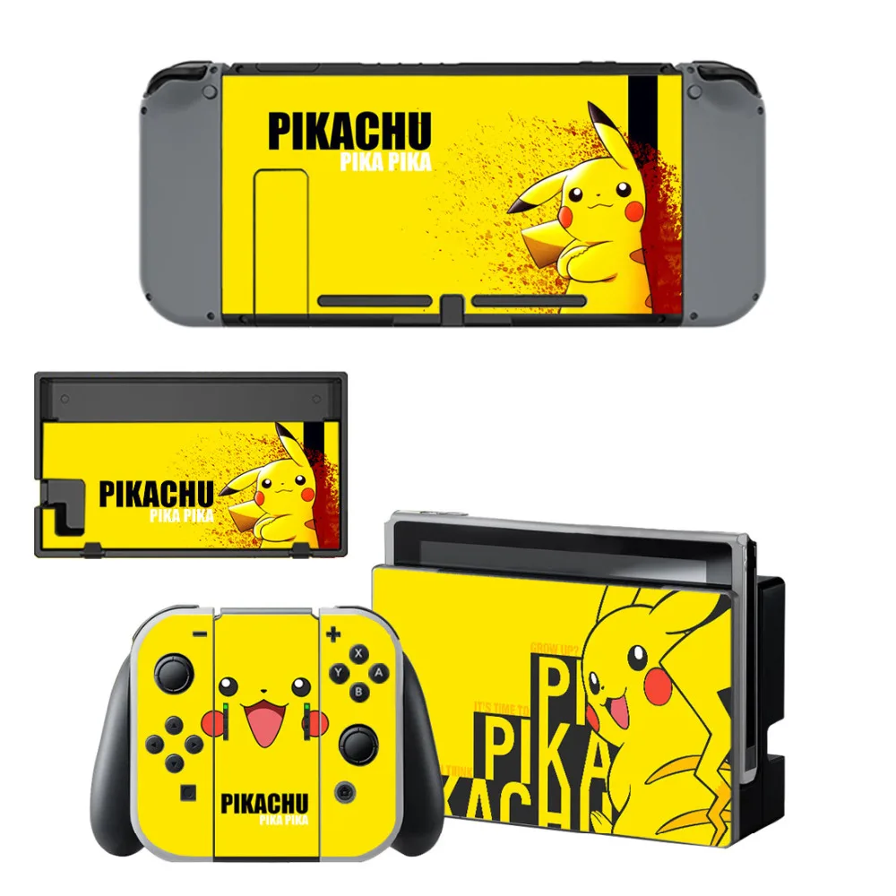 Custom Pokemo Pikachus Vinyl Console Cover For Nintend Switch Skin Stickers Controller Protective For NS Nintendos Switch