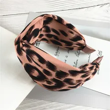 Diademas para mujer leopardo diadema estampada superior turbante anudado Vintage elástico para el cabello bandas de aro accesorios para tocado de niñas(China)
