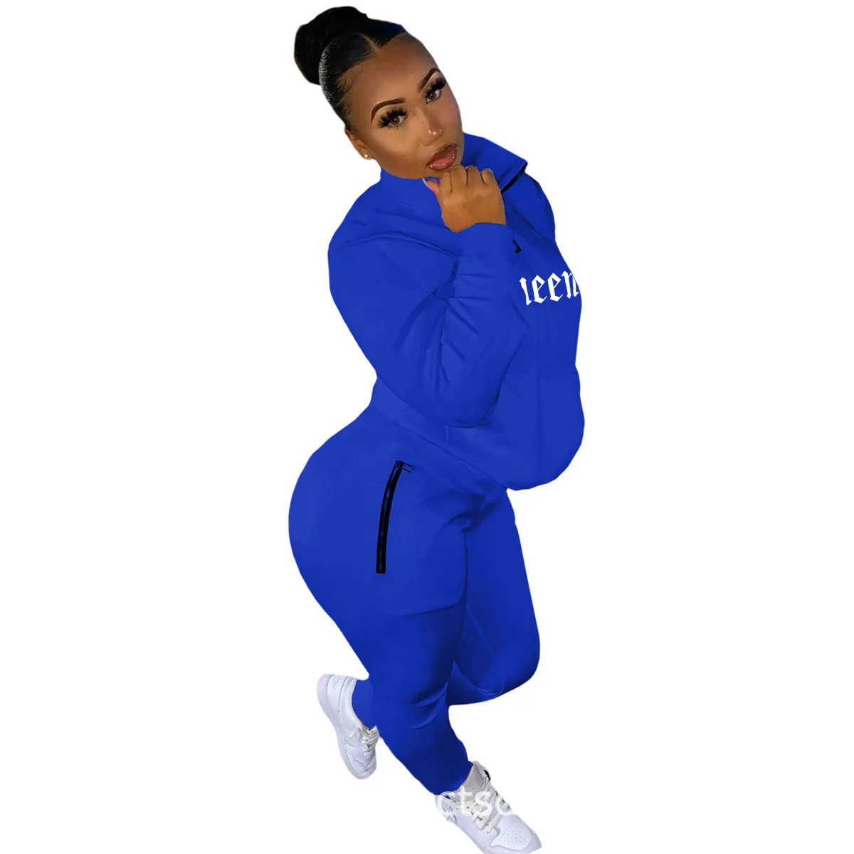 2022 Spring Winter Tracksuits Casual Two Piece Sets PINK Print Sport Wear Jogger Zip Sweatshirt Top+Sweatpants Women Sweat Suit women's shorts and blazer suit set Suits & Blazers