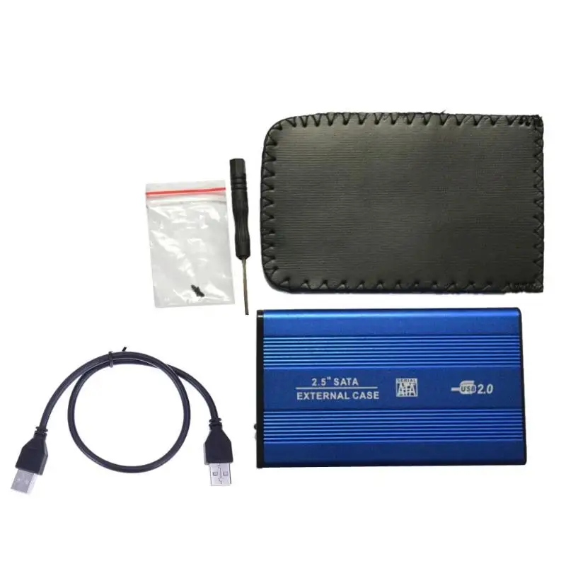 2,5 дюймовый USB 2,0 Корпус для жесткого диска 480 Мбит/с поддержка 3 ТБ алюминиевый сплав внешний HDD корпус для 2," SATA жесткий диск коробка - Цвет: Синий