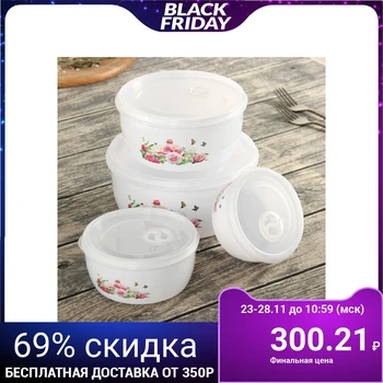 

Set of lunch boxes "Roses", 4 pcs: 0.3 l, 0.55 l, 0.95 l, 1.5 l