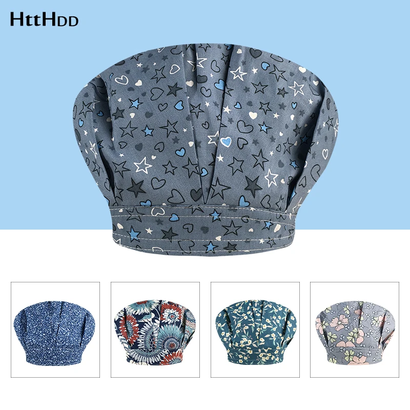 

Elastic Oral cavity Health service work Cap Print Pet Grooming Scrubs Hats beauty Agency Work Scrubs Cap for long hair wholesale
