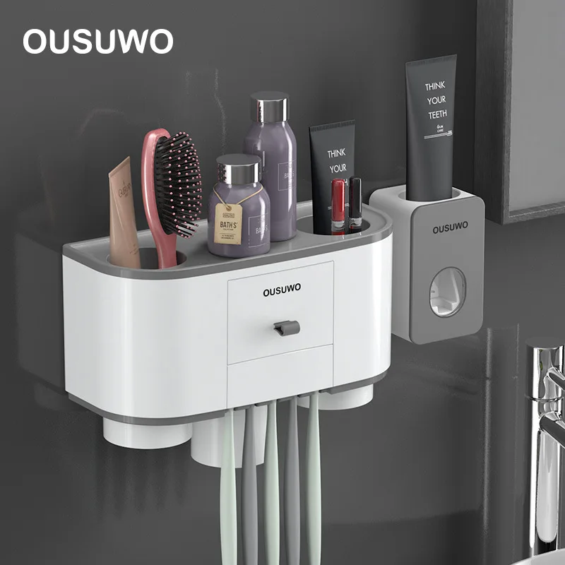 

Magnetic Attraction Toothbrush Holder Ointment Dispenser High Temperature Resistant ABS Drawer Storage Bathroom Accessories