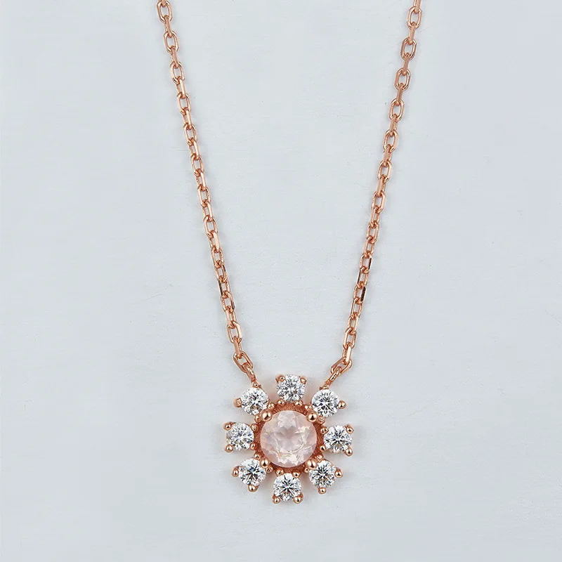 

Fashion S925 Fine Silver Necklace Rice Shaped Zircon Necklace Rose Gold for a Girlfriend Birthday Gift Silver Jewelry