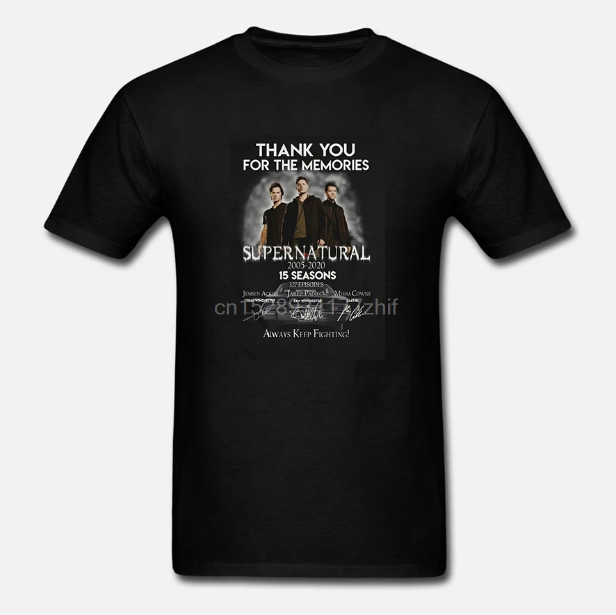 Fashion Supernatural Dean Sam Castiel Signature Thank You Black Men Cotton T-Shirt Tee Hoodie | Мужская одежда