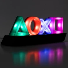 Lámpara LED de neón alimentada por USB/batería, luz de icono de juego para PS4, música, Playstation, Control por voz, decoración de ambiente para Bar