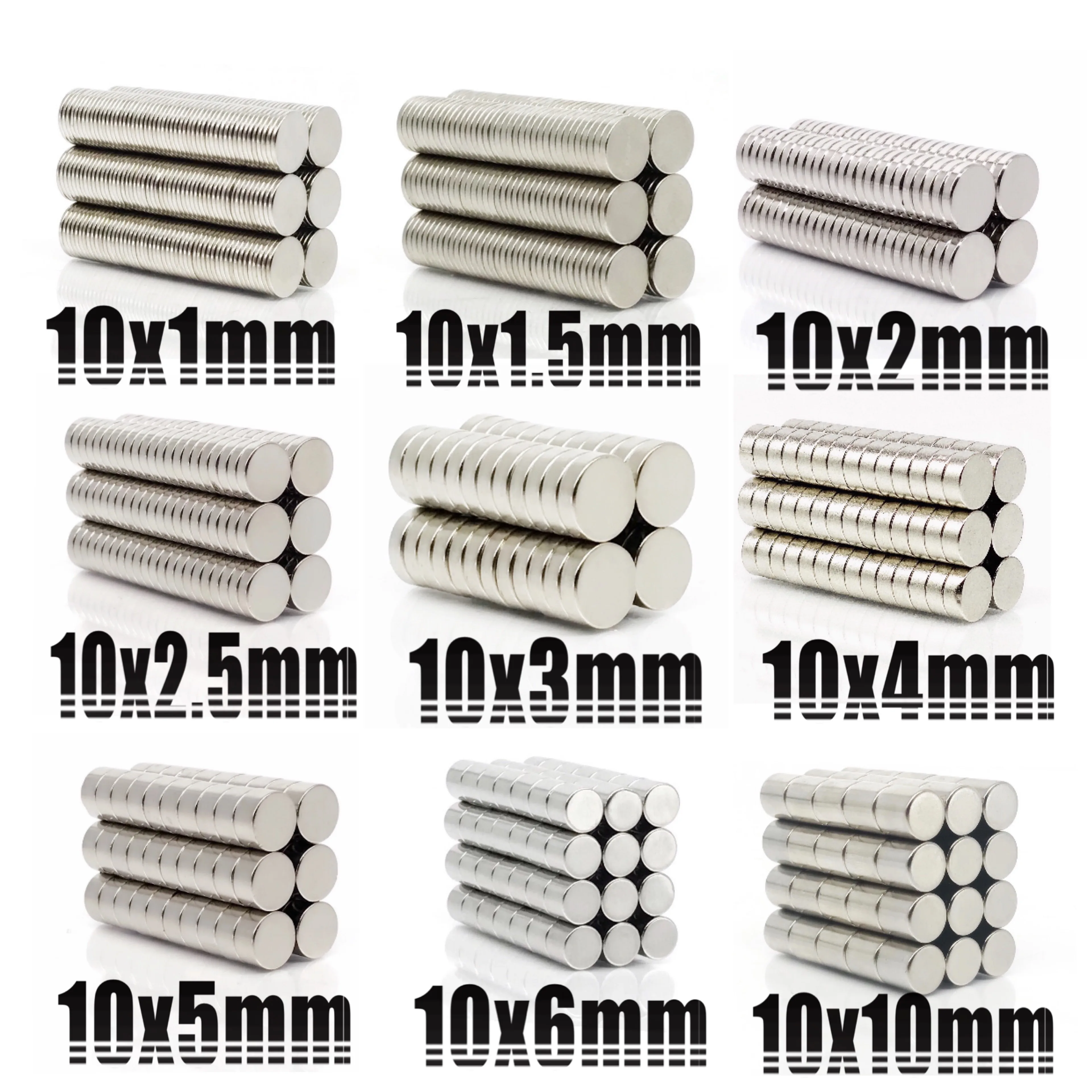 50Pcs Round Magnet 10x1 10x2 10x3 10x4 10x5 10X8 10x10 Neodymium Magnet Permanent NdFeB Super Strong Powerful Magnets 10x1 10X2|Magnetic Materials| - AliExpress