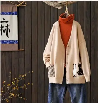 

V-neck cardigan sweater for women a new loose, plus-size sweater for women