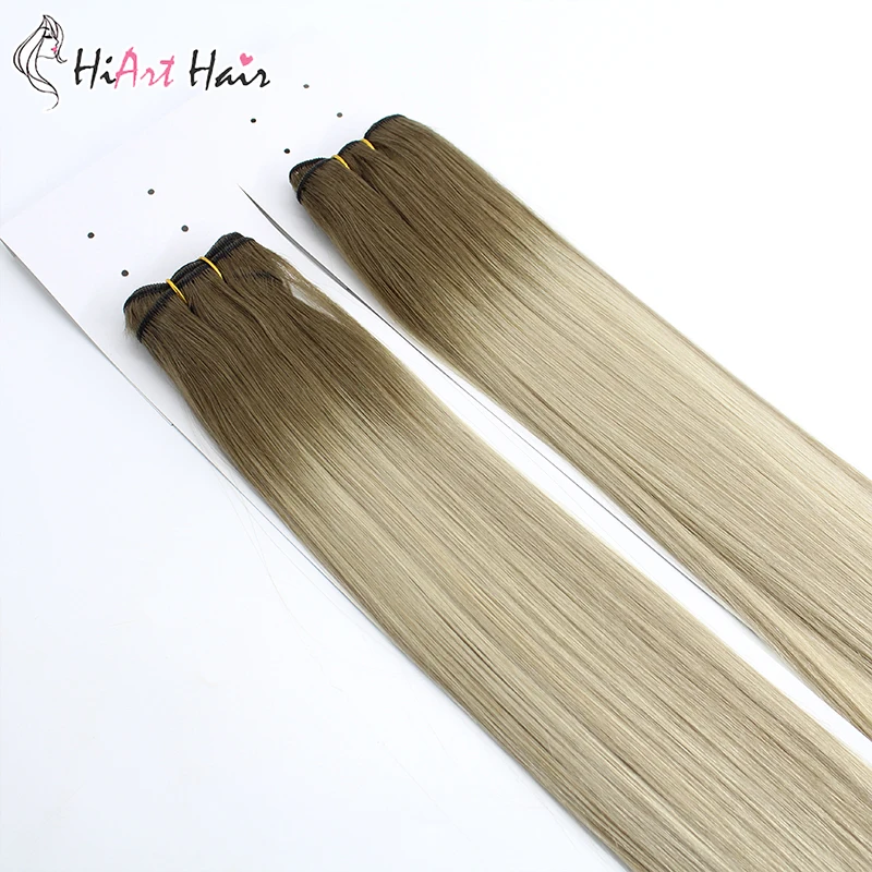 US $98.81 HiArt Machine Made Weft Hair Extensions 90g Pre Bonded Human Remy Hair Weave Balayage Sew Extension Platinum Russian 1822