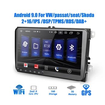 

9' Android 9.0 Car Radio For Skoda/SEAT/Passat 2 din android car radio DSP IPS Screen GPS NAVI WIFI MP5 Player Front&Rear CAM