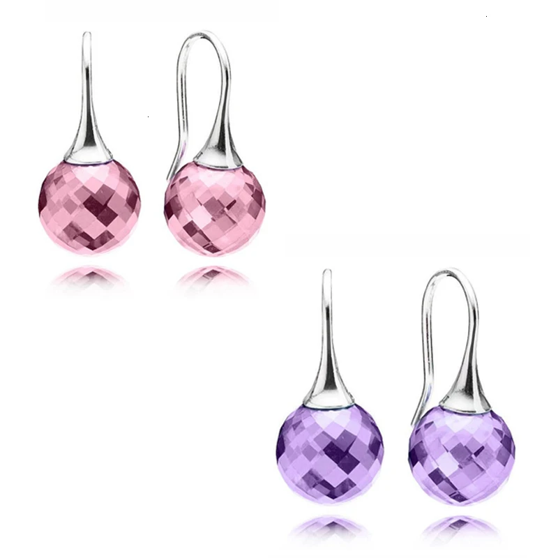 

2019 New 925 Sterling Silver Ear Pregnant Women's Toys Bright Purple Panels DIY Rock Dangle Birthday gift earrings Jewel