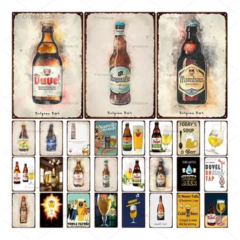 

Belgian Beers Tin Signs Metal Plate Pub Decoration Vintage Wall Art Beer Wine Iron Painting Home Decor Metal Sign 20x30cm